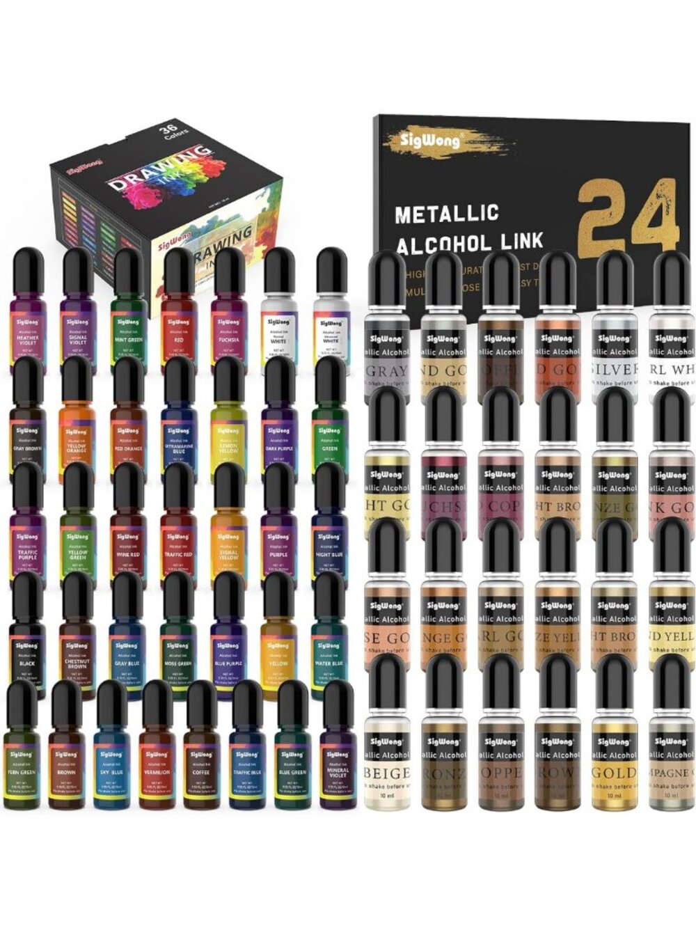 Vibrant Alcohol Ink Set - 60 Bottles for Resin Art, Coasters, Tumblers